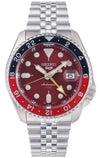 Seiko 5 GMT Automatic Silver Chain Vibrant Red Dial