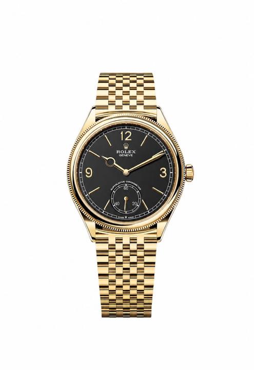 Roleex Perpetual 1908 Ref.52508 Yellow Gold Chain Black Dial