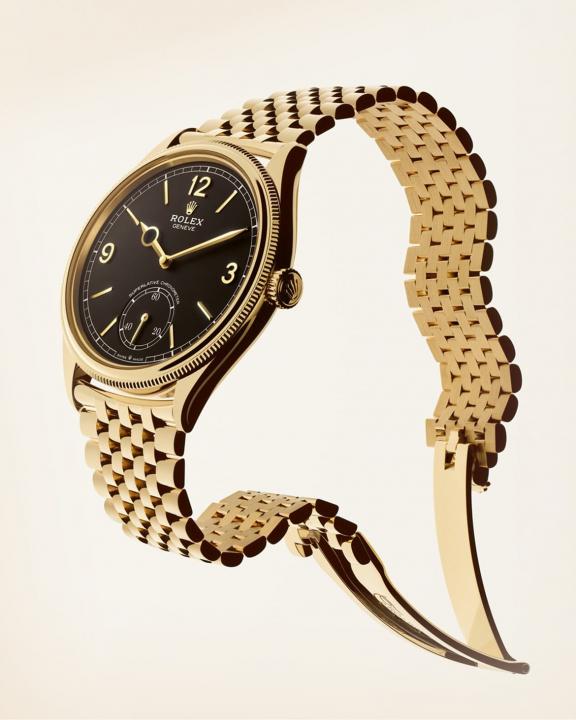 Roleex Perpetual 1908 Ref.52508 Yellow Gold Chain Black Dial