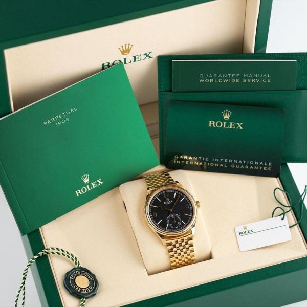 Roleex Perpetual 1908 Ref.52508 Yellow Gold Chain Black Dial