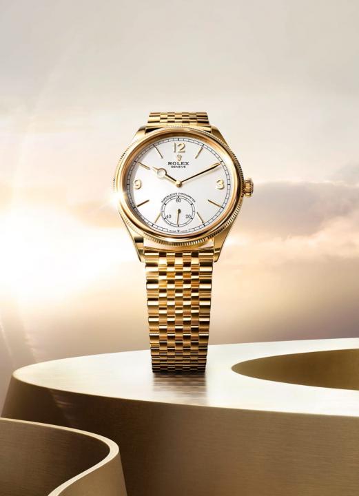 Roleex Perpetual 1908 Yellow Gold Chain White Dial
