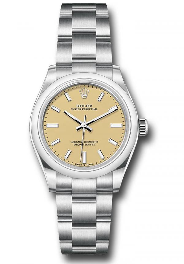 Roleex Oyster Perpetual 41 Silver Chain Beige Dial