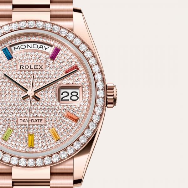 Roleex Day-Date 36 Everose Gold With Diamond-Paved Dial Multicolour