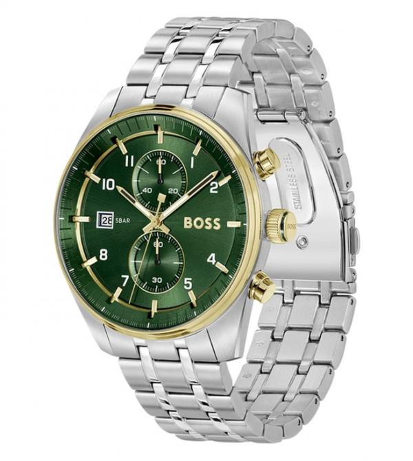 Boss Skytraveller Chronograph Model-1514195. Green Dial