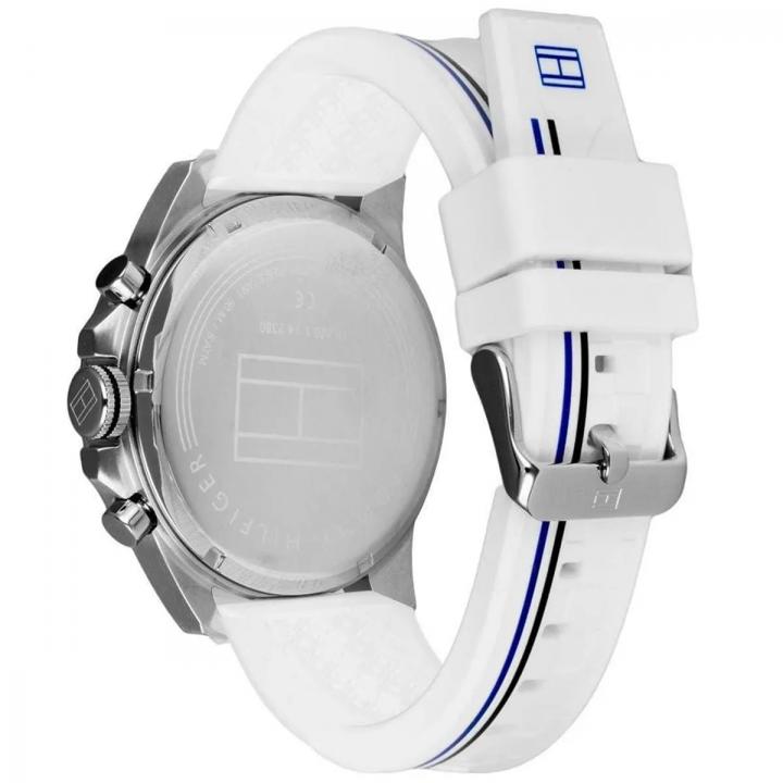 Tommy Hilfigeer Decker White Silicone Straps Matte Black Multi-Dial