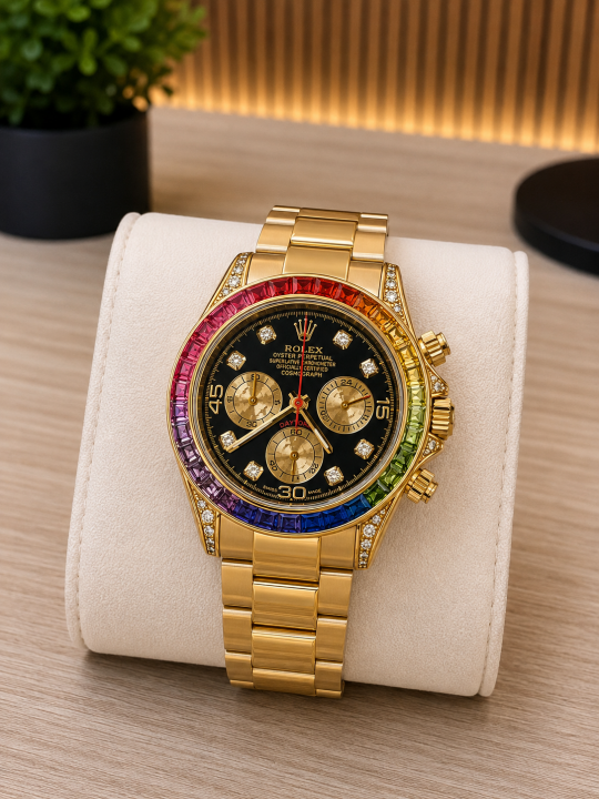 ROLEEX RAINBOW GOLD BLACK DIAL AT235