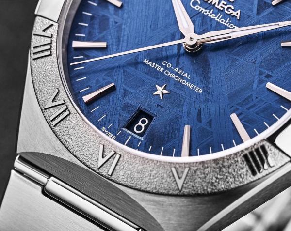 Omegga Constellation 41MM Blue Textured Dial Silver Chain