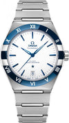 Omegga Constellation 41MM Co-Axial Master Chronometer Silver Chain White Dial Blue Ring