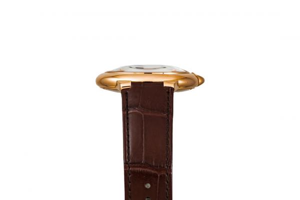 Cartieer Ballon Bleu 42mm Stealthy Automatic Leather Brown Strap Silvered Guilioche Dial
