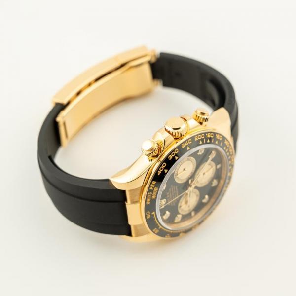 Roleex Cosmograph Daytona Oysterflex Yellow Gold Dial Black Elastomer Strap