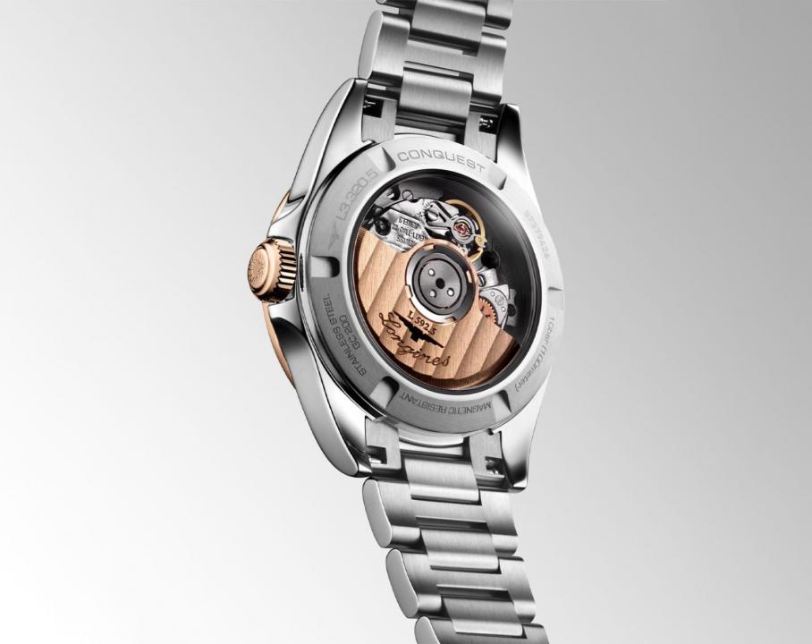 Longinees Conquest Automatic Silver Chain Sunray Blue Dial Rose Gold Tone