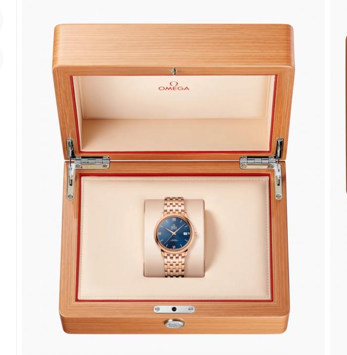 Omegga De Ville Prestige Co-Axial Chronometer Rose Gold Tone Blue Dial
