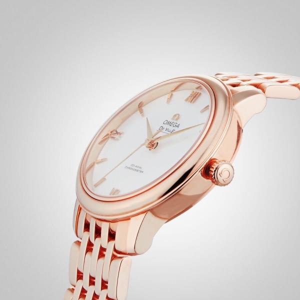 Omegga De Ville Prestige Co-Axial Chronometer Rose Gold White Dial