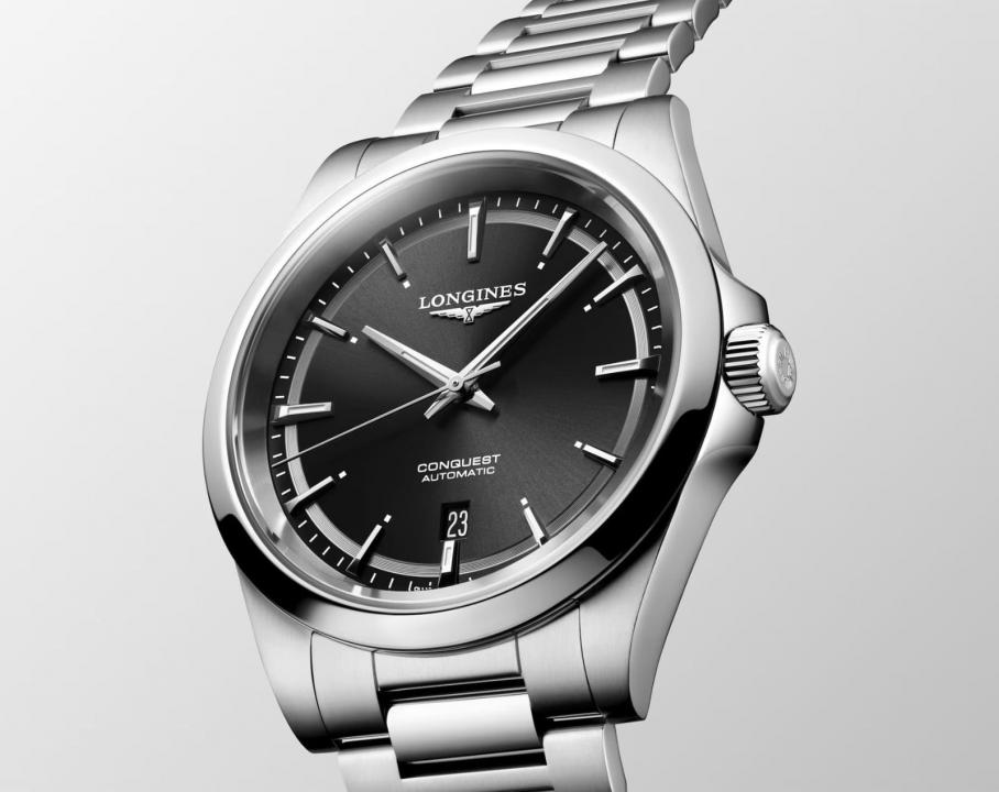 Longinees Conquest Automatic Silver Chain Black Dial