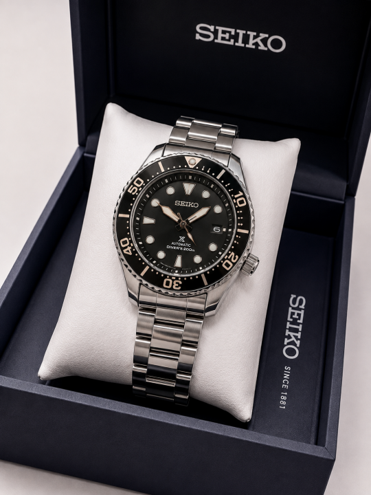 SEIKO PREMIUM SILVER BLACK SWIFT MOVEMENT BACK OPEN