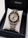 SEIKO PREMIUM SILVER BLUE SWIFT MOVEMENT BACK OPEN