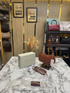 Charle & Keith Croc-Embossed Shoulder Bag With Original Box And Strap (Brown) (972-1)