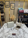 Charle & Keith Croc-Embossed Shoulder Bag With Original Box And Strap (White) (972-1)
