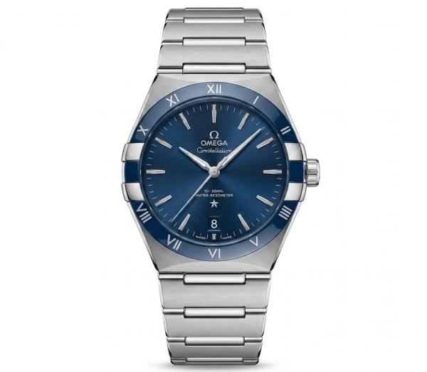 Omegga Constellation 41MM Co-Axial Master Chronometer Silver Chain Blue Dial