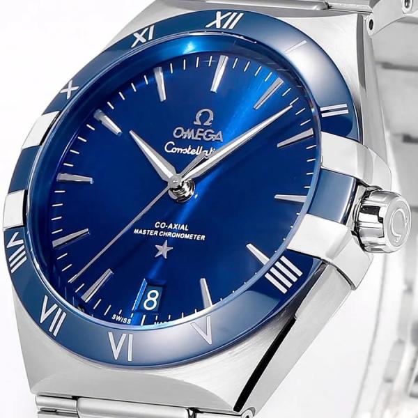 Omegga Constellation 41MM Co-Axial Master Chronometer Silver Chain Blue Dial