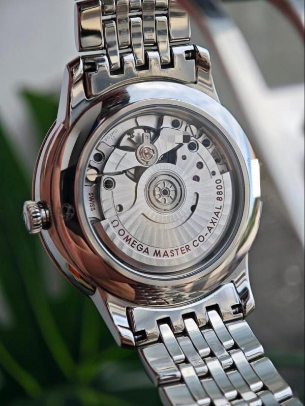 Omegga De Ville Prestige Co-Axial Chronometer Silver Copper Roman Numerals Black Dial