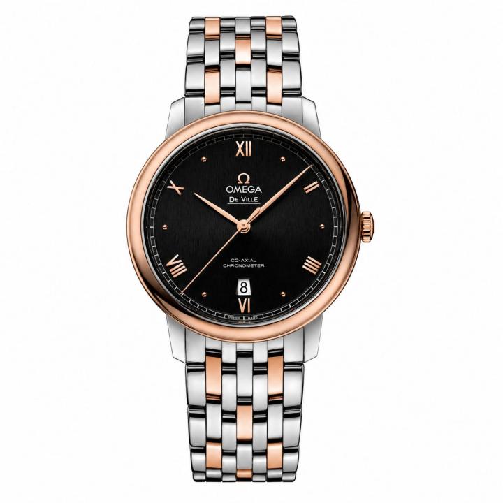 Omegga De Ville Prestige Co-Axial Chronometer Two Tone Copper Roman Numerals Black Dial