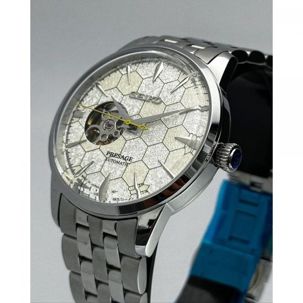 Seiko Presage Automatic Open-heart Dial White Silver Honeycomb Dial