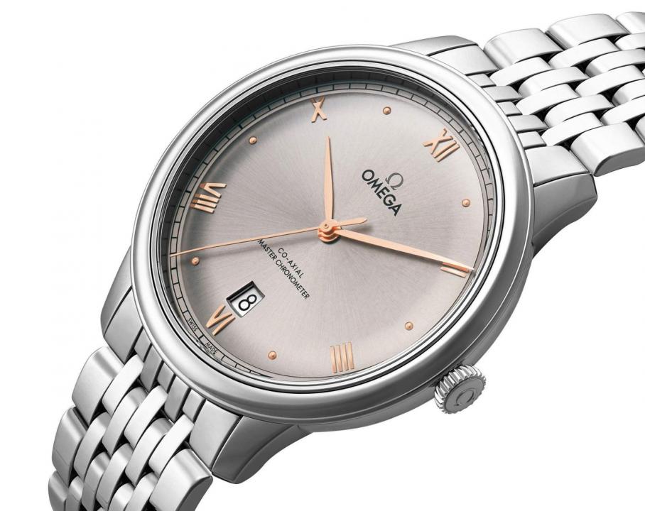 Omegga De Ville Prestige Co-Axial Chronometer Silver Copper Roman Numerals Grey Dial