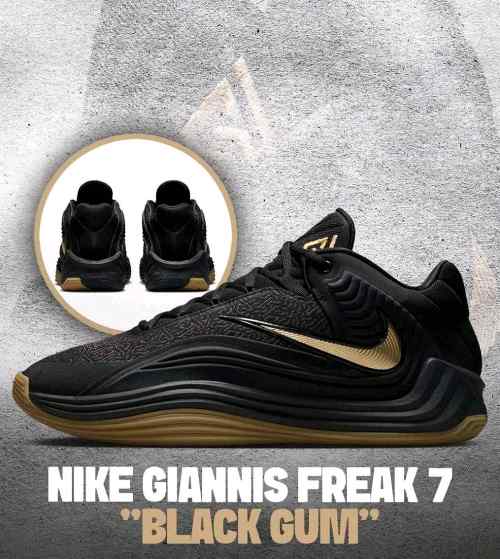 Nikkee Giannis Freak 7 The Drive Black Gum Metallic Gold