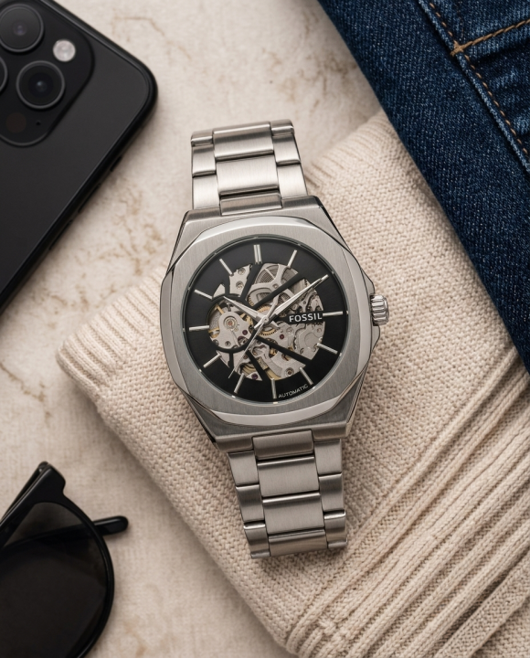 Fossi_il Automatic Skeleton silver Black