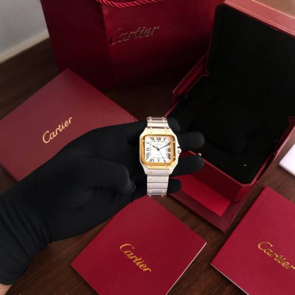 Cartiie_r Santos Automatic 2 ton gold white