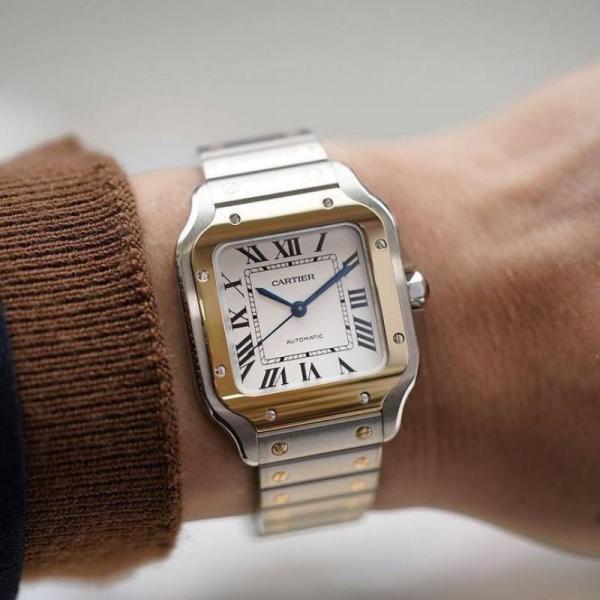 Cartiie_r Santos Automatic 2 ton gold white