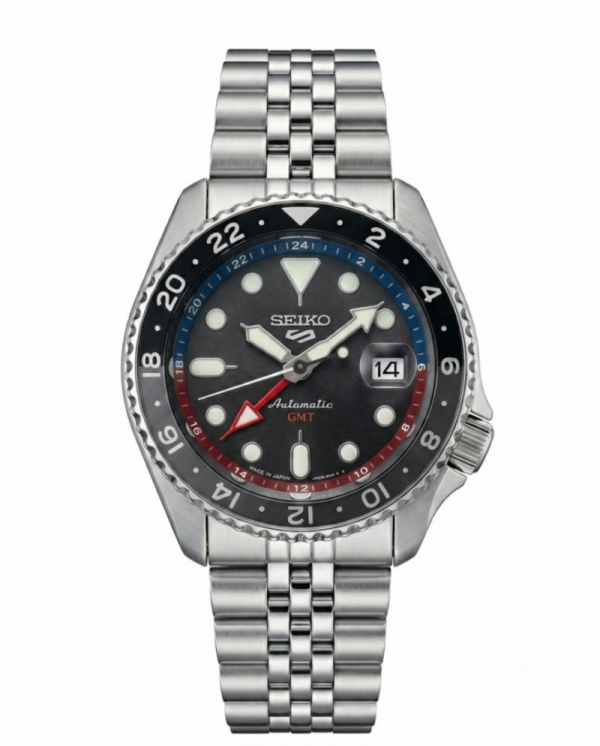 Seiko 5 Sports Japan Machine silver Black Red & blue