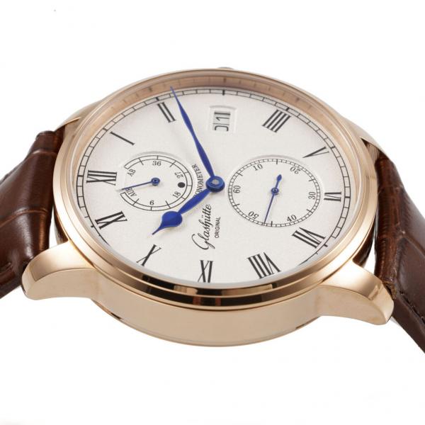 Glashtte Original Senator Chronometer Brown Leather Strap silver-grained dial