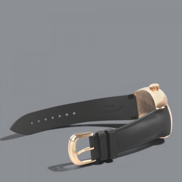 Franck Muller Cintree Curvex Crazy Hours Black Leather Rose Gold Tone White Dial