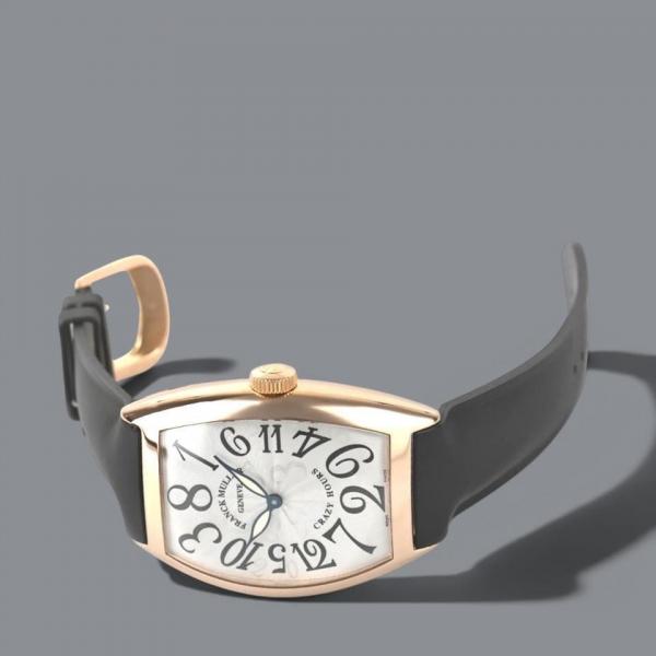 Franck Muller Cintree Curvex Crazy Hours Black Leather Rose Gold Tone White Dial