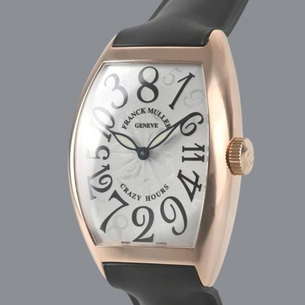 Franck Muller Cintree Curvex Crazy Hours Black Leather Rose Gold Tone White Dial