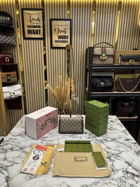 GUCCCI DIONYSUS SLING BAG WITH OG DUST BAG & BILL PREMIUM QUALITY DOBLE BOX MINI GG BROWN