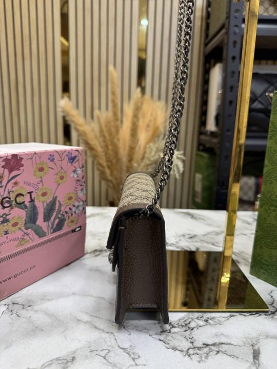 GUCCCI DIONYSUS SLING BAG WITH OG DUST BAG & BILL PREMIUM QUALITY DOBLE BOX MINI GG BROWN