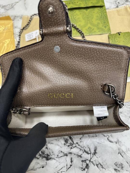 GUCCCI DIONYSUS SLING BAG WITH OG DUST BAG & BILL PREMIUM QUALITY DOBLE BOX MINI GG BROWN