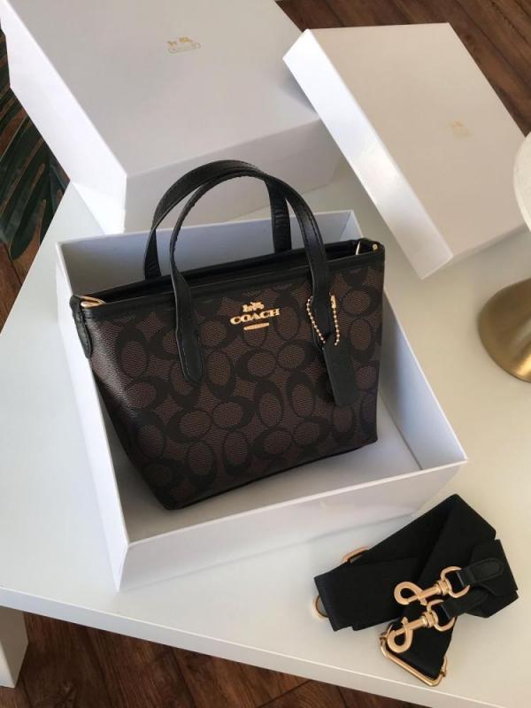 Coacch City Mini Tote Bag In_Signature_Canvas_With_Box_And_Dust_Bag_(Coffee_Black)