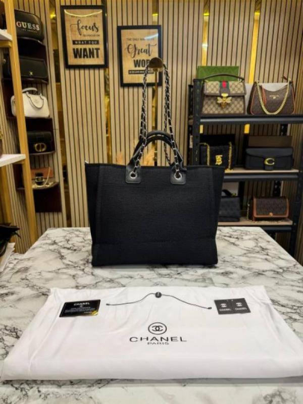 Chaneel paris-rue cambon timeless tote bag (black) (V-979)