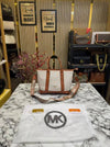 Michael Korrs Logo Signature Satchel Handbag With Dust Bag (Beige) (V-24002)