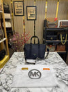 Michael Korrs Logo Signature Satchel Handbag With Dust Bag (Black) (V-24002)