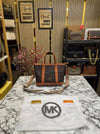 Michael Korrs Logo Signature Satchel Handbag With Dust Bag (Brown) (V-24002)
