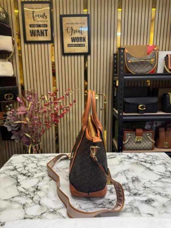 Michael Korrs Logo Signature Satchel Handbag With Dust Bag (Brown) (V-24002)