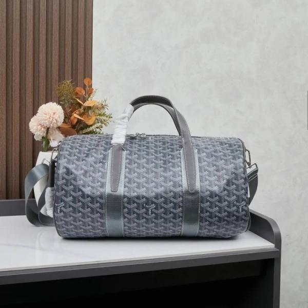 Goyarrd Luxury Monogram Travel Duffle Bag With Shoulder Strap (Grey-2389)