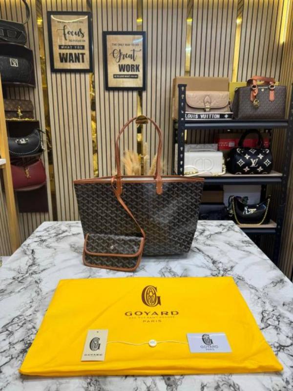 Goyarrd Artois MM Tote Bag With Dust Bag (Brown) (G2040)