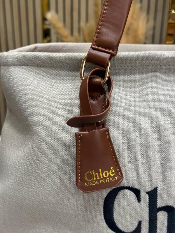Chloe Woody Canvas Medium Logo Tote Bag ( 355)