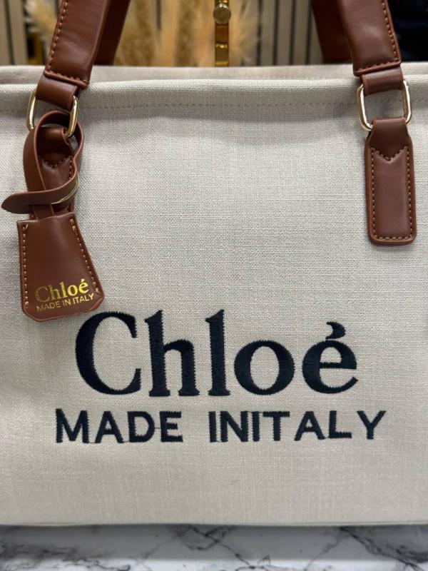 Chloe Woody Canvas Medium Logo Tote Bag ( 355)